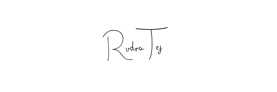 if you are searching for the best signature style for your name Rudra Tej. so please give up your signature search. here we have designed multiple signature styles  using Andilay-7BmLP. Rudra Tej signature style 4 images and pictures png