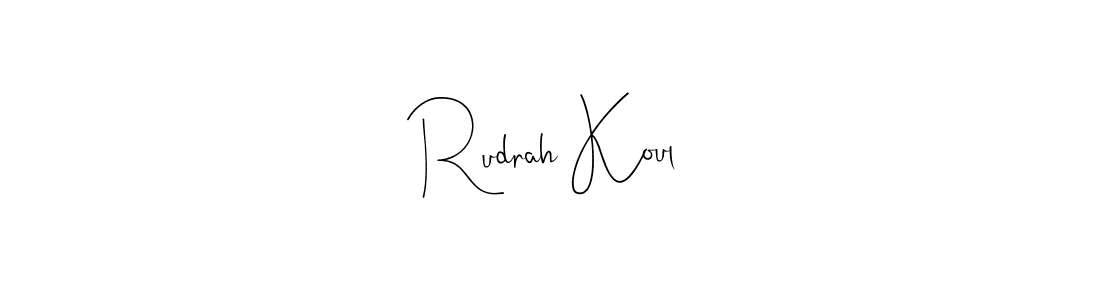 Andilay-7BmLP is a professional signature style that is perfect for those who want to add a touch of class to their signature. It is also a great choice for those who want to make their signature more unique. Get Rudrah Koul name to fancy signature for free. Rudrah Koul signature style 4 images and pictures png