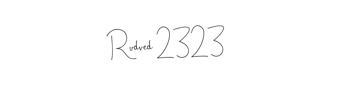 The best way (Andilay-7BmLP) to make a short signature is to pick only two or three words in your name. The name Rudved 2323 include a total of six letters. For converting this name. Rudved 2323 signature style 4 images and pictures png