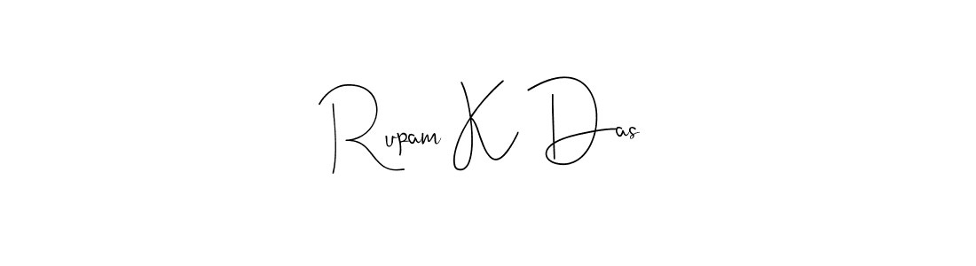 The best way (Andilay-7BmLP) to make a short signature is to pick only two or three words in your name. The name Rupam K Das include a total of six letters. For converting this name. Rupam K Das signature style 4 images and pictures png