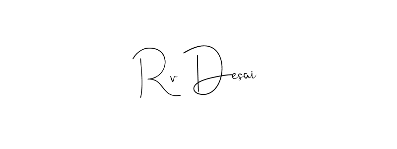 Andilay-7BmLP is a professional signature style that is perfect for those who want to add a touch of class to their signature. It is also a great choice for those who want to make their signature more unique. Get Rv Desai name to fancy signature for free. Rv Desai signature style 4 images and pictures png
