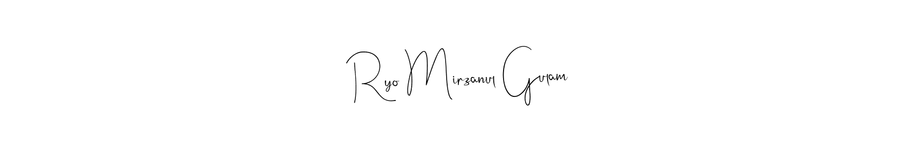 Similarly Andilay-7BmLP is the best handwritten signature design. Signature creator online .You can use it as an online autograph creator for name Ryo Mirzanul Gulam. Ryo Mirzanul Gulam signature style 4 images and pictures png