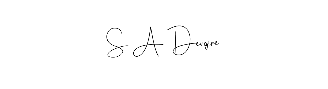 You can use this online signature creator to create a handwritten signature for the name S A Devgire. This is the best online autograph maker. S A Devgire signature style 4 images and pictures png