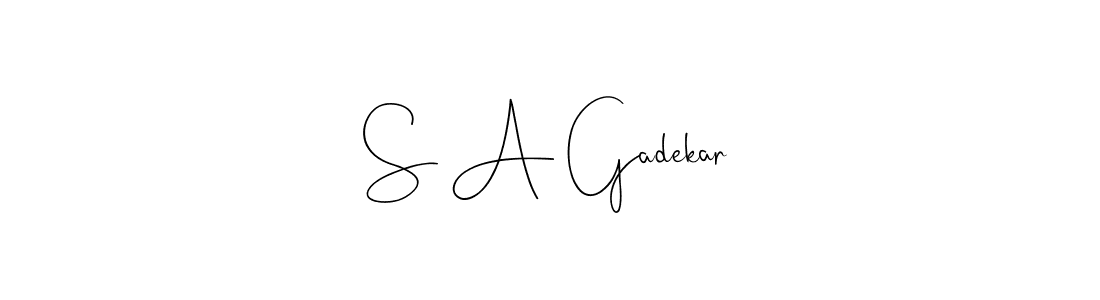 if you are searching for the best signature style for your name S A Gadekar. so please give up your signature search. here we have designed multiple signature styles  using Andilay-7BmLP. S A Gadekar signature style 4 images and pictures png