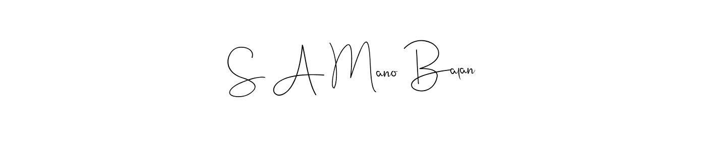Andilay-7BmLP is a professional signature style that is perfect for those who want to add a touch of class to their signature. It is also a great choice for those who want to make their signature more unique. Get S A Mano Balan name to fancy signature for free. S A Mano Balan signature style 4 images and pictures png