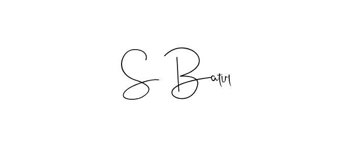 Andilay-7BmLP is a professional signature style that is perfect for those who want to add a touch of class to their signature. It is also a great choice for those who want to make their signature more unique. Get S Batul name to fancy signature for free. S Batul signature style 4 images and pictures png