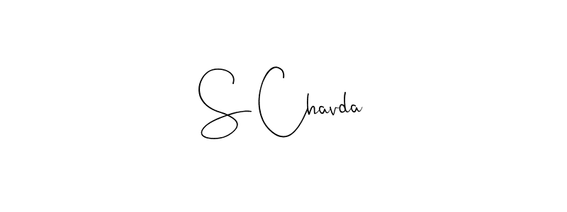 You should practise on your own different ways (Andilay-7BmLP) to write your name (S Chavda) in signature. don't let someone else do it for you. S Chavda signature style 4 images and pictures png