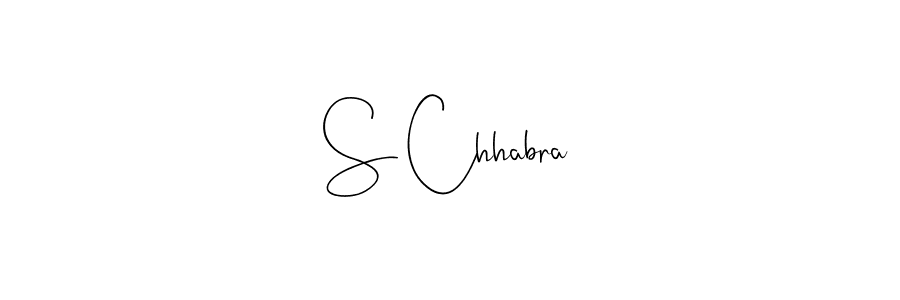 if you are searching for the best signature style for your name S Chhabra. so please give up your signature search. here we have designed multiple signature styles  using Andilay-7BmLP. S Chhabra signature style 4 images and pictures png