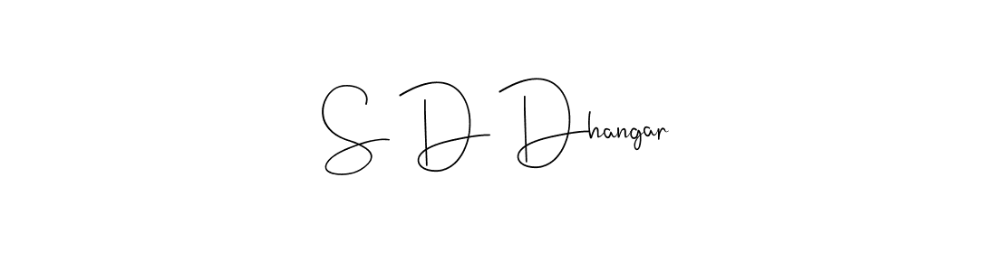 if you are searching for the best signature style for your name S D Dhangar. so please give up your signature search. here we have designed multiple signature styles  using Andilay-7BmLP. S D Dhangar signature style 4 images and pictures png