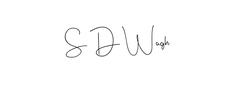 if you are searching for the best signature style for your name S D Wagh. so please give up your signature search. here we have designed multiple signature styles  using Andilay-7BmLP. S D Wagh signature style 4 images and pictures png