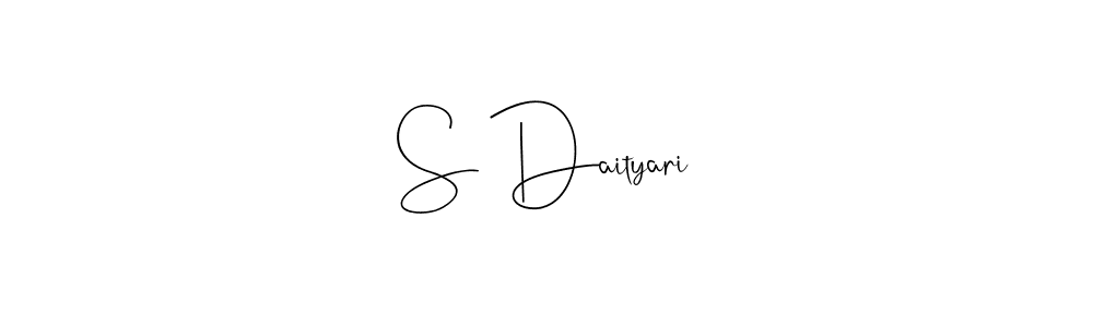 The best way (Andilay-7BmLP) to make a short signature is to pick only two or three words in your name. The name S Daityari include a total of six letters. For converting this name. S Daityari signature style 4 images and pictures png