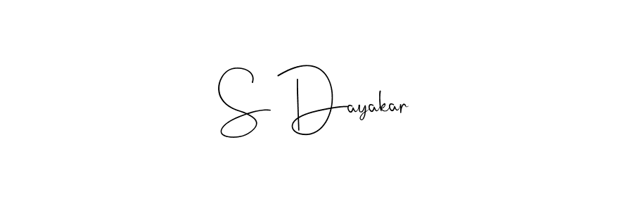 How to make S Dayakar name signature. Use Andilay-7BmLP style for creating short signs online. This is the latest handwritten sign. S Dayakar signature style 4 images and pictures png