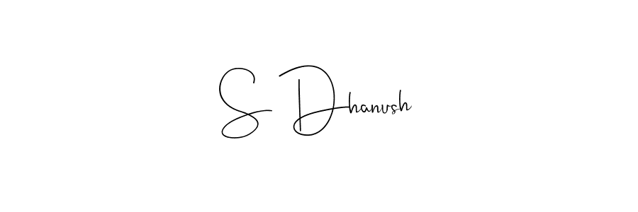 if you are searching for the best signature style for your name S Dhanush. so please give up your signature search. here we have designed multiple signature styles  using Andilay-7BmLP. S Dhanush signature style 4 images and pictures png