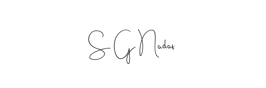 Use a signature maker to create a handwritten signature online. With this signature software, you can design (Andilay-7BmLP) your own signature for name S G Nadaf. S G Nadaf signature style 4 images and pictures png