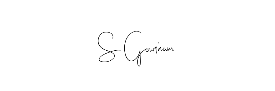 Also You can easily find your signature by using the search form. We will create S Gowtham name handwritten signature images for you free of cost using Andilay-7BmLP sign style. S Gowtham signature style 4 images and pictures png