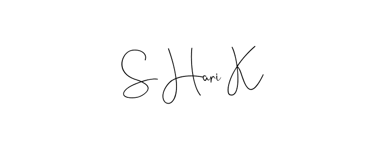 if you are searching for the best signature style for your name S Hari K. so please give up your signature search. here we have designed multiple signature styles  using Andilay-7BmLP. S Hari K signature style 4 images and pictures png