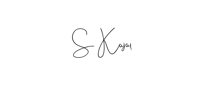if you are searching for the best signature style for your name S Kajal. so please give up your signature search. here we have designed multiple signature styles  using Andilay-7BmLP. S Kajal signature style 4 images and pictures png