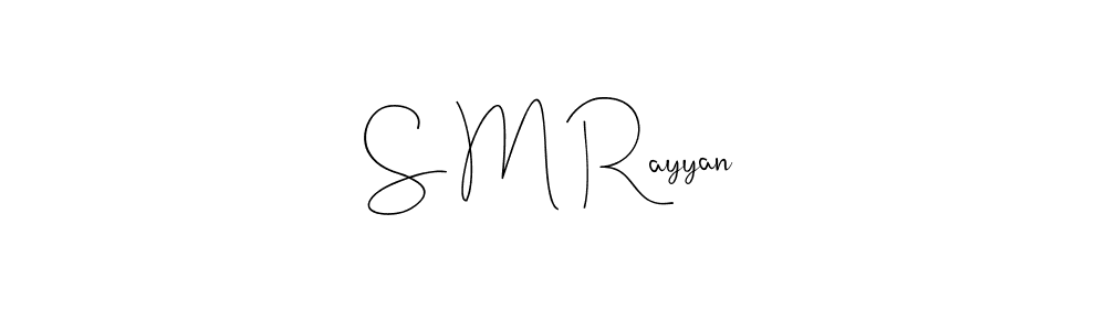 The best way (Andilay-7BmLP) to make a short signature is to pick only two or three words in your name. The name S M Rayyan include a total of six letters. For converting this name. S M Rayyan signature style 4 images and pictures png