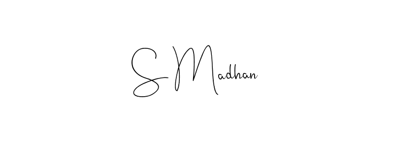 How to make S Madhan name signature. Use Andilay-7BmLP style for creating short signs online. This is the latest handwritten sign. S Madhan signature style 4 images and pictures png