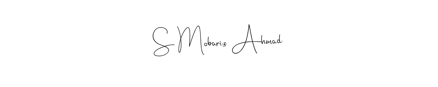 You should practise on your own different ways (Andilay-7BmLP) to write your name (S Mobariz Ahmad) in signature. don't let someone else do it for you. S Mobariz Ahmad signature style 4 images and pictures png