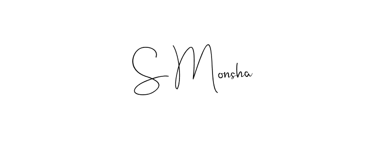 Design your own signature with our free online signature maker. With this signature software, you can create a handwritten (Andilay-7BmLP) signature for name S Monsha. S Monsha signature style 4 images and pictures png