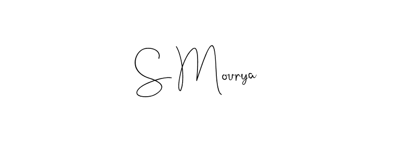 if you are searching for the best signature style for your name S Mourya. so please give up your signature search. here we have designed multiple signature styles  using Andilay-7BmLP. S Mourya signature style 4 images and pictures png