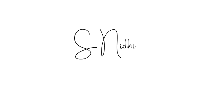 if you are searching for the best signature style for your name S Nidhi. so please give up your signature search. here we have designed multiple signature styles  using Andilay-7BmLP. S Nidhi signature style 4 images and pictures png