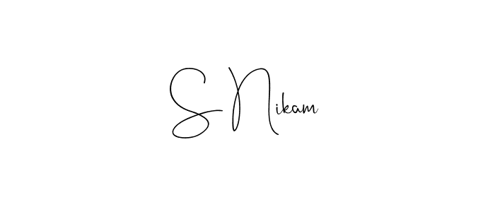 Also You can easily find your signature by using the search form. We will create S Nikam name handwritten signature images for you free of cost using Andilay-7BmLP sign style. S Nikam signature style 4 images and pictures png