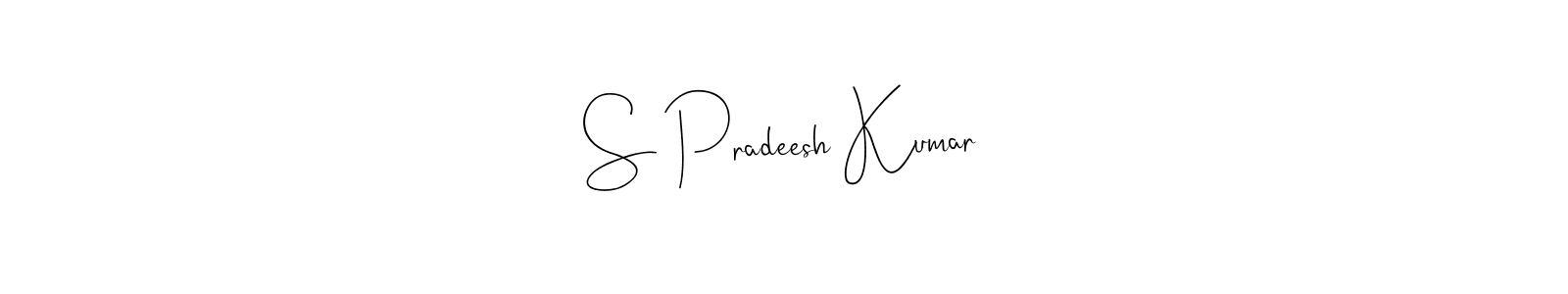 How to make S Pradeesh Kumar name signature. Use Andilay-7BmLP style for creating short signs online. This is the latest handwritten sign. S Pradeesh Kumar signature style 4 images and pictures png