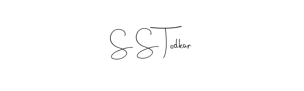 The best way (Andilay-7BmLP) to make a short signature is to pick only two or three words in your name. The name S S Todkar include a total of six letters. For converting this name. S S Todkar signature style 4 images and pictures png