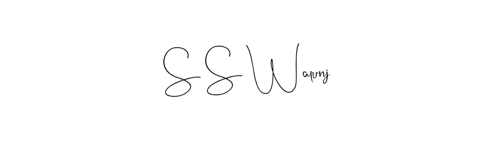 This is the best signature style for the S S Walunj name. Also you like these signature font (Andilay-7BmLP). Mix name signature. S S Walunj signature style 4 images and pictures png