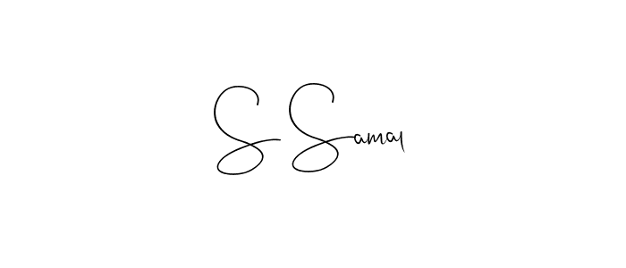 if you are searching for the best signature style for your name S Samal. so please give up your signature search. here we have designed multiple signature styles  using Andilay-7BmLP. S Samal signature style 4 images and pictures png