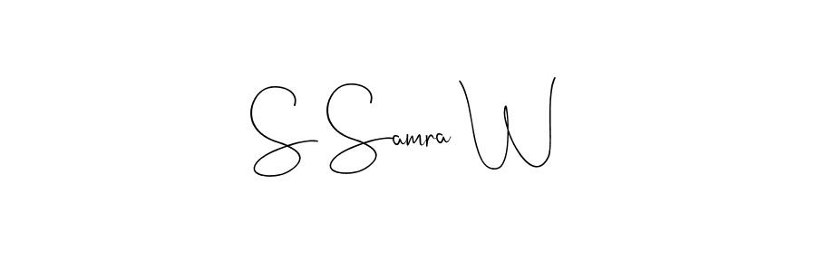 This is the best signature style for the S Samra W name. Also you like these signature font (Andilay-7BmLP). Mix name signature. S Samra W signature style 4 images and pictures png