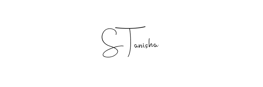 if you are searching for the best signature style for your name S Tanisha. so please give up your signature search. here we have designed multiple signature styles  using Andilay-7BmLP. S Tanisha signature style 4 images and pictures png