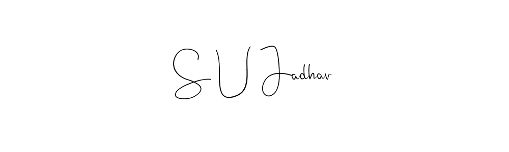 The best way (Andilay-7BmLP) to make a short signature is to pick only two or three words in your name. The name S U Jadhav include a total of six letters. For converting this name. S U Jadhav signature style 4 images and pictures png