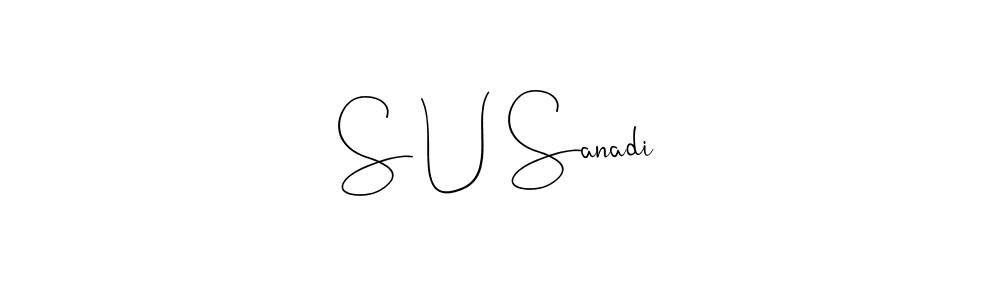 Andilay-7BmLP is a professional signature style that is perfect for those who want to add a touch of class to their signature. It is also a great choice for those who want to make their signature more unique. Get S U Sanadi name to fancy signature for free. S U Sanadi signature style 4 images and pictures png