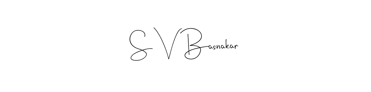 if you are searching for the best signature style for your name S V Basnakar. so please give up your signature search. here we have designed multiple signature styles  using Andilay-7BmLP. S V Basnakar signature style 4 images and pictures png