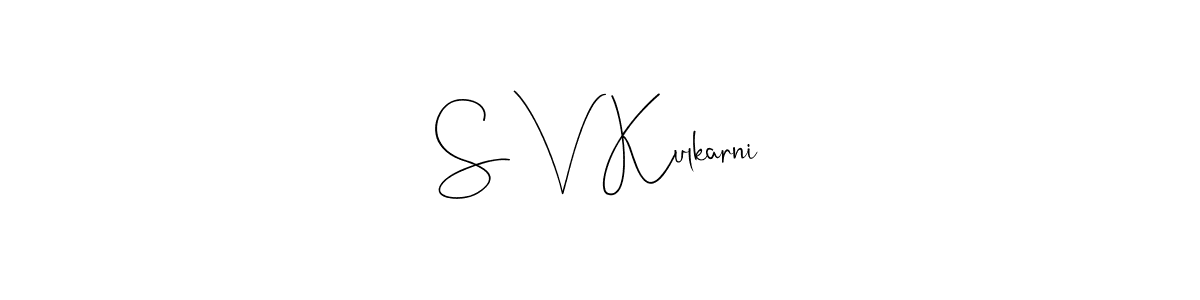 Also You can easily find your signature by using the search form. We will create S V Kulkarni name handwritten signature images for you free of cost using Andilay-7BmLP sign style. S V Kulkarni signature style 4 images and pictures png