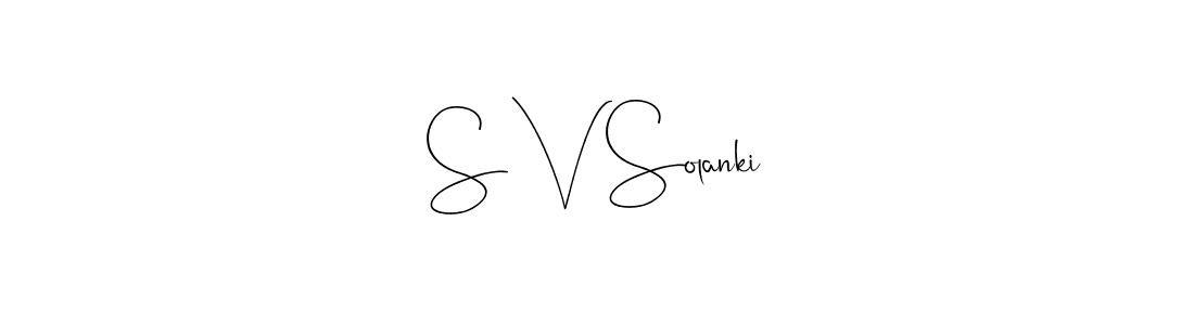 if you are searching for the best signature style for your name S V Solanki. so please give up your signature search. here we have designed multiple signature styles  using Andilay-7BmLP. S V Solanki signature style 4 images and pictures png