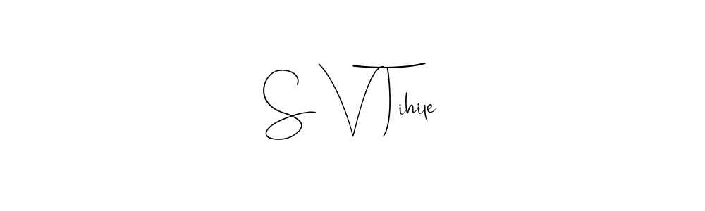 The best way (Andilay-7BmLP) to make a short signature is to pick only two or three words in your name. The name S V Tihile include a total of six letters. For converting this name. S V Tihile signature style 4 images and pictures png