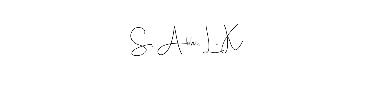 The best way (Andilay-7BmLP) to make a short signature is to pick only two or three words in your name. The name S. Abhi. L. K include a total of six letters. For converting this name. S. Abhi. L. K signature style 4 images and pictures png