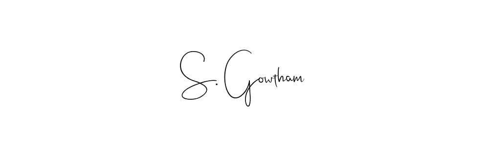 How to make S. Gowtham name signature. Use Andilay-7BmLP style for creating short signs online. This is the latest handwritten sign. S. Gowtham signature style 4 images and pictures png