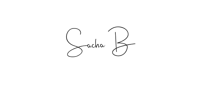 if you are searching for the best signature style for your name Sacha B. so please give up your signature search. here we have designed multiple signature styles  using Andilay-7BmLP. Sacha B signature style 4 images and pictures png