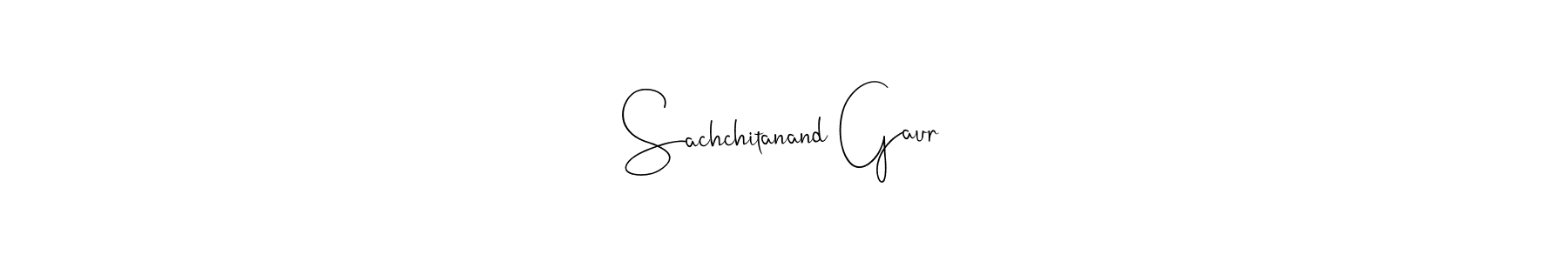 How to make Sachchitanand Gaur name signature. Use Andilay-7BmLP style for creating short signs online. This is the latest handwritten sign. Sachchitanand Gaur signature style 4 images and pictures png