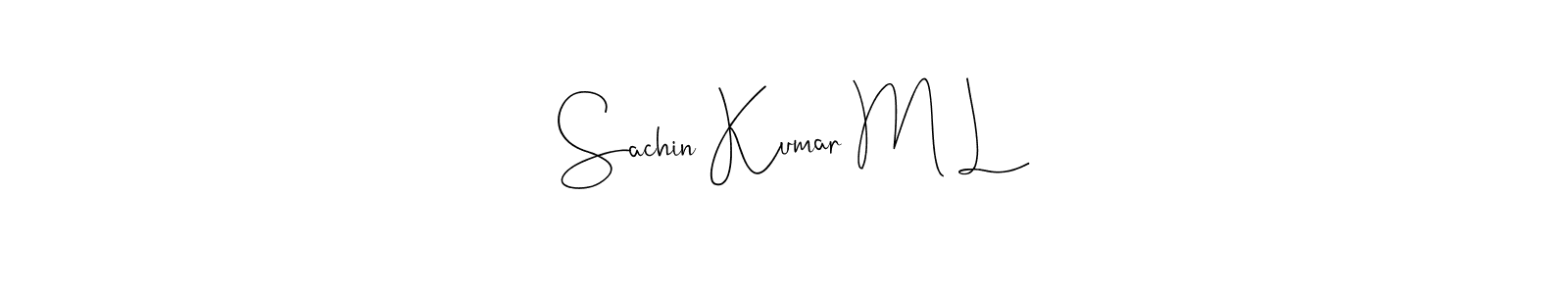 You should practise on your own different ways (Andilay-7BmLP) to write your name (Sachin Kumar M L) in signature. don't let someone else do it for you. Sachin Kumar M L signature style 4 images and pictures png