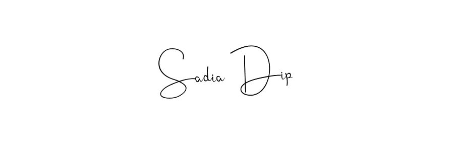 How to make Sadia Dip name signature. Use Andilay-7BmLP style for creating short signs online. This is the latest handwritten sign. Sadia Dip signature style 4 images and pictures png