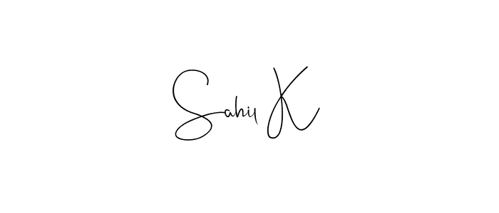 Use a signature maker to create a handwritten signature online. With this signature software, you can design (Andilay-7BmLP) your own signature for name Sahil K. Sahil K signature style 4 images and pictures png