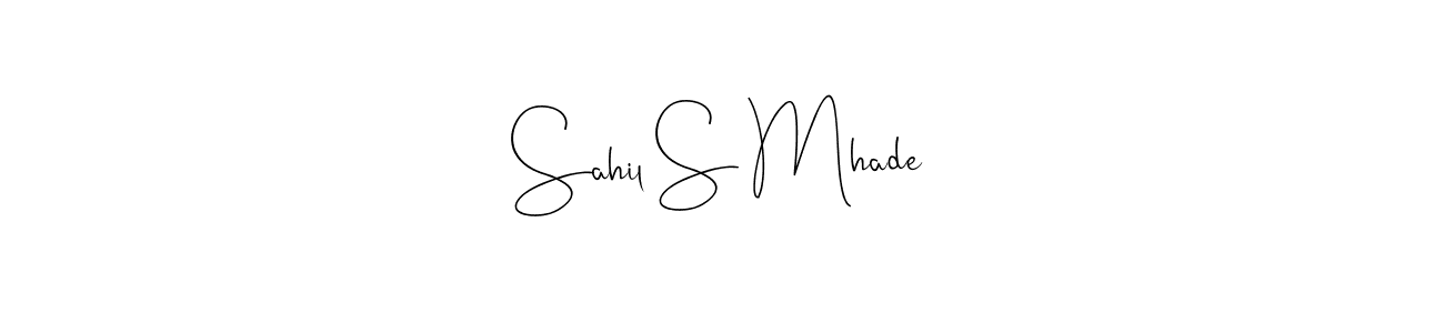 if you are searching for the best signature style for your name Sahil S Mhade. so please give up your signature search. here we have designed multiple signature styles  using Andilay-7BmLP. Sahil S Mhade signature style 4 images and pictures png
