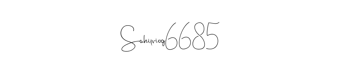 How to make Sahilviog6685 name signature. Use Andilay-7BmLP style for creating short signs online. This is the latest handwritten sign. Sahilviog6685 signature style 4 images and pictures png