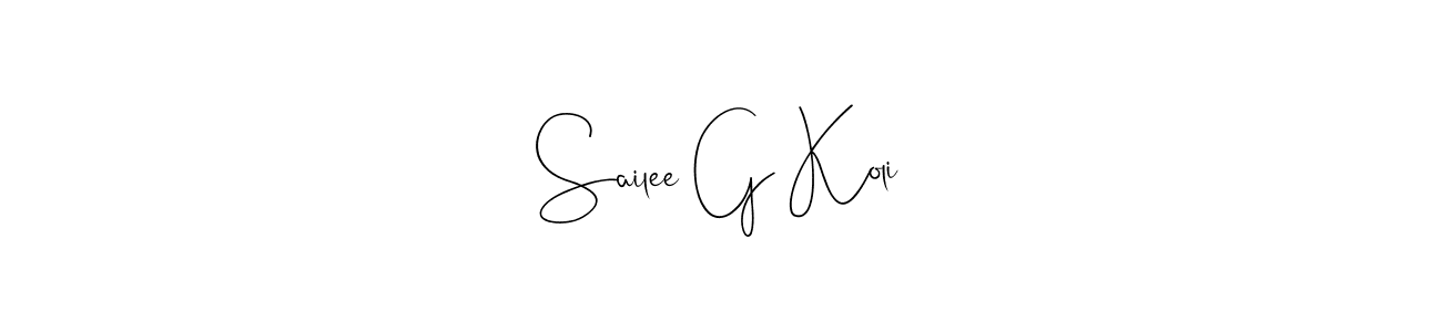 Andilay-7BmLP is a professional signature style that is perfect for those who want to add a touch of class to their signature. It is also a great choice for those who want to make their signature more unique. Get Sailee G Koli name to fancy signature for free. Sailee G Koli signature style 4 images and pictures png
